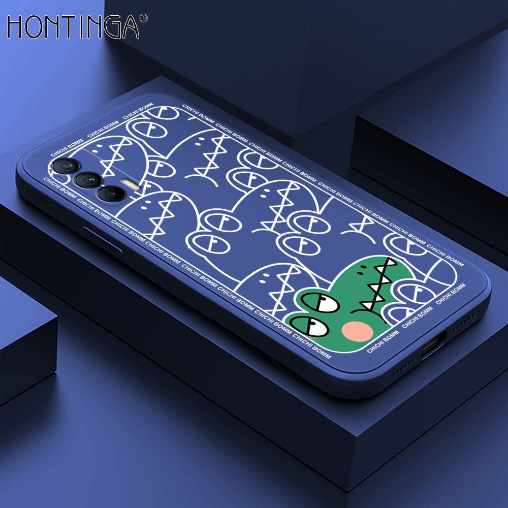 Hontinga for Realme V15 5G Case Cartoon Crocodile Alligator Phone Case Phone Case Soft Square Edge Silicone Cases Full Lens Cover Shockproof Protection Cover