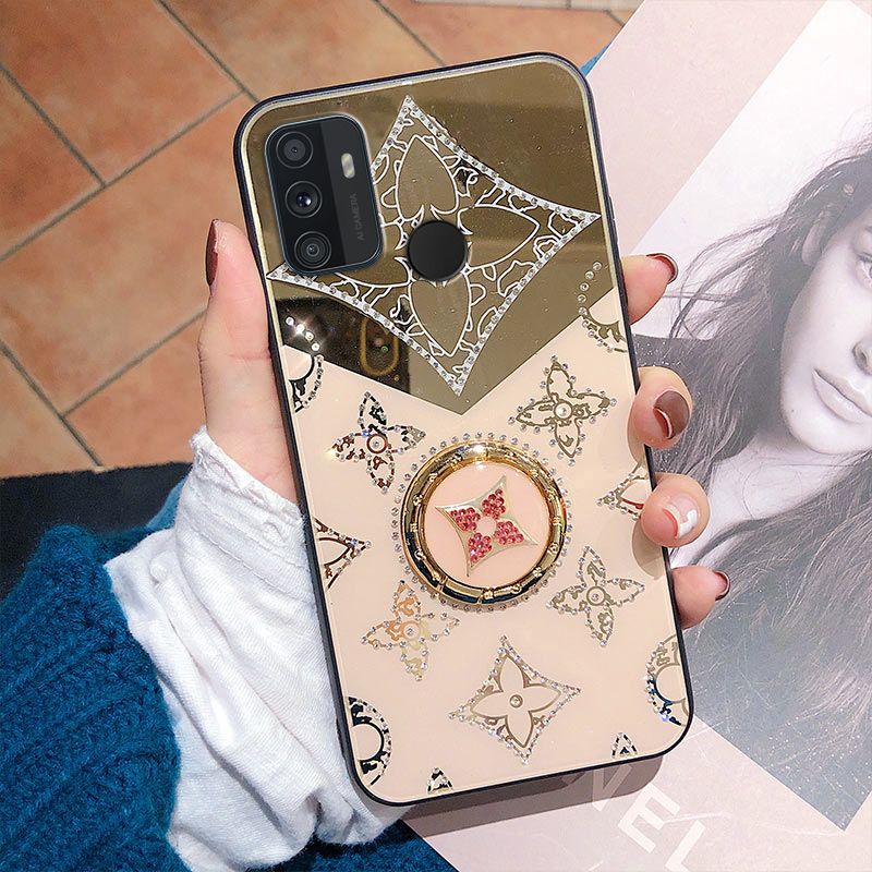 For OPPO A53 Mirror Case Magnetic Ring Holder Luxury Diamond Clover Cross for OPPO A53 Make Up Mirror Back Cover