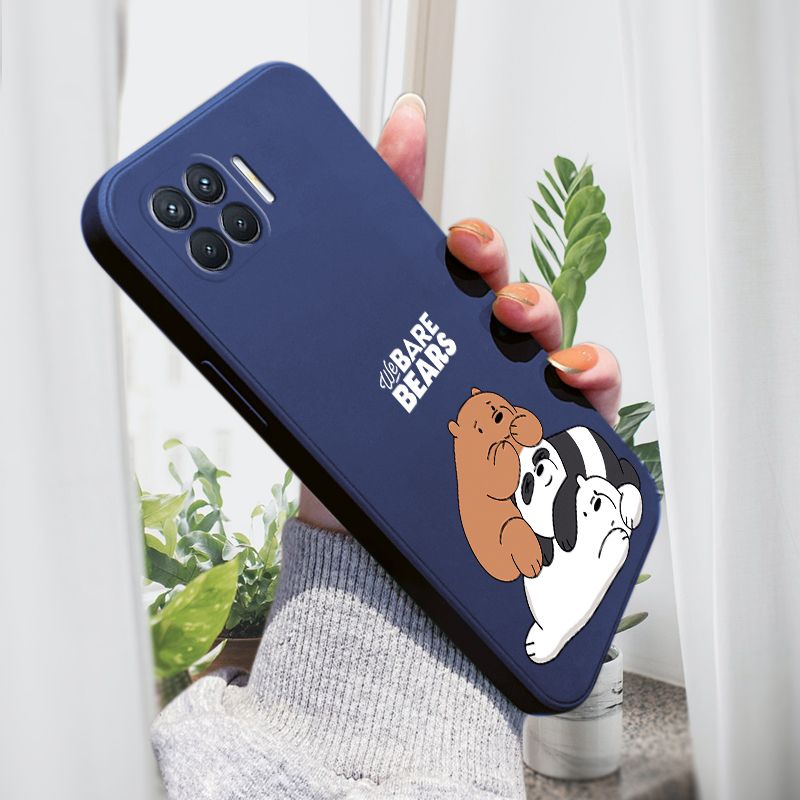 AMORVOR for OPPO F17 Pro A93 2020 Reno4 F Back Cover Cartoon Cute Panda Side design Soft Case Liquid Silicone Phone Cases