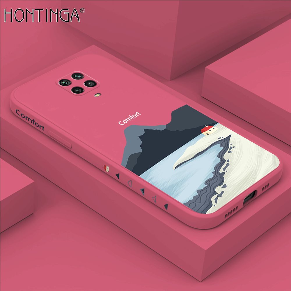 Hontinga for Redmi Note 9Pro Case Side Design New Mount Back Cover Soft Square Edge Pattern Liquid Silicone Trend Phone Cases