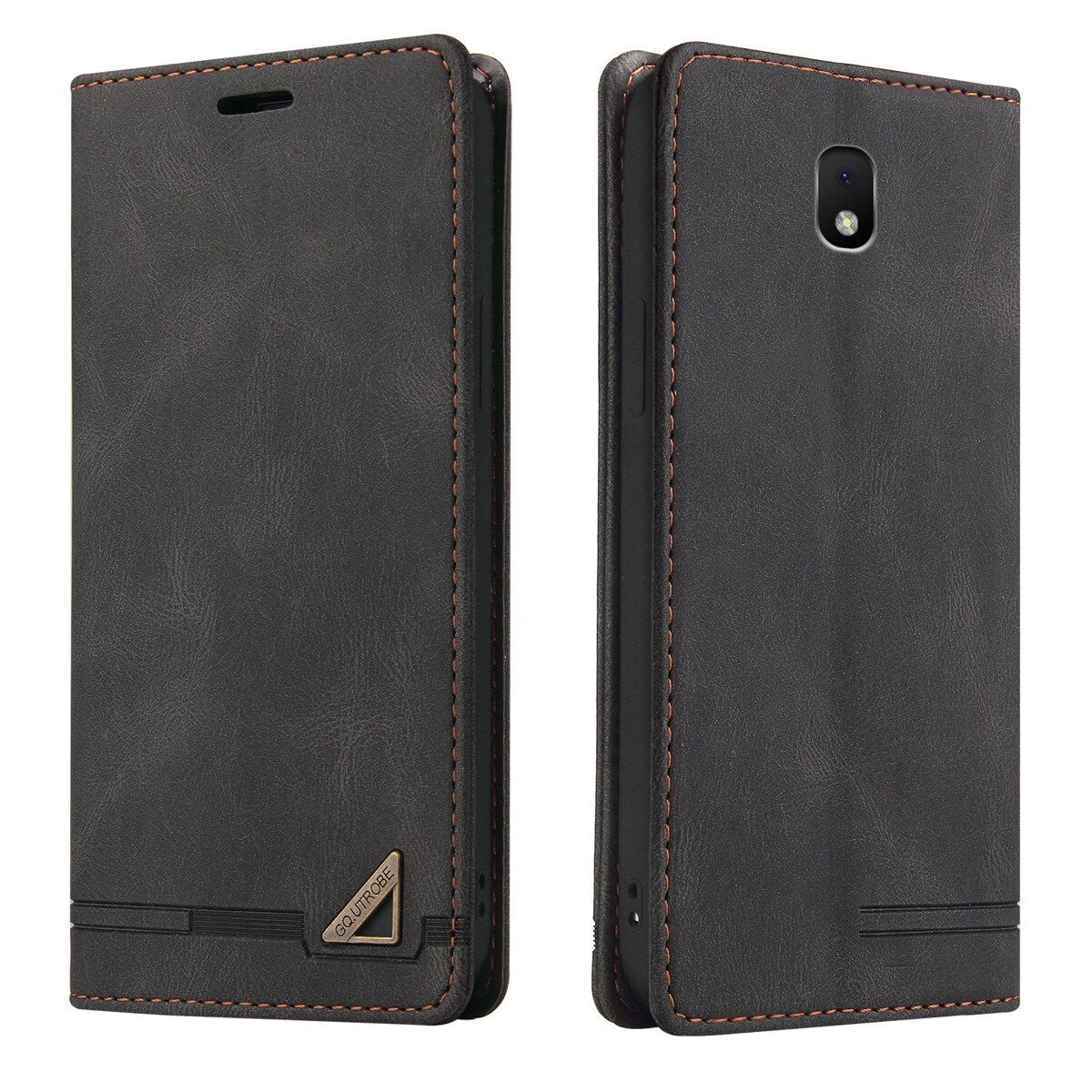 Retro Leather Wallet Foldable Built-in Card Slot and Magnetic Closure Protective Cover For Samsung Galaxy J7 2017 Phone Cover Case