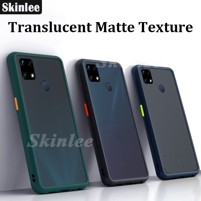 Phone Case For Realme C25 Luxury Shockproof Scrub PC Matte Transparent Soft edge Silicone Frame Hard Clear Protecive Back Cover for Realme C25 S Cover Shell