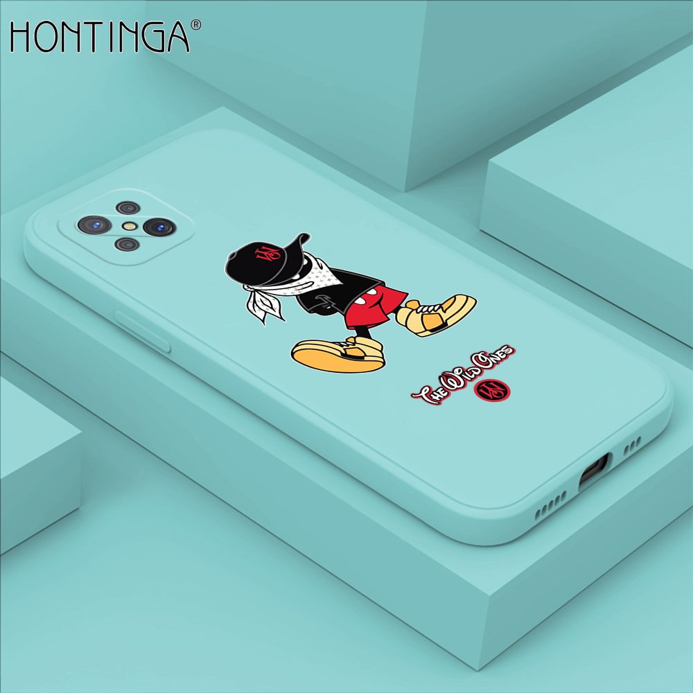 Hontinga for OPPO Reno4 Z 5G Case Cartoon Masked Mouse Phone Case Soft Square Edge Silicone Cases Full Lens Cover Shockproof Protection Cover