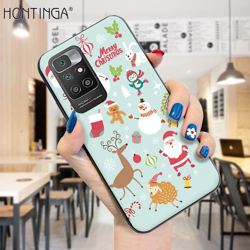 Hontinga for Xiaomi Redmi 10 Case Merry Christmas Gifts for Girls Boys Phone Cover Shockproof Soft Silicone TPU Cases