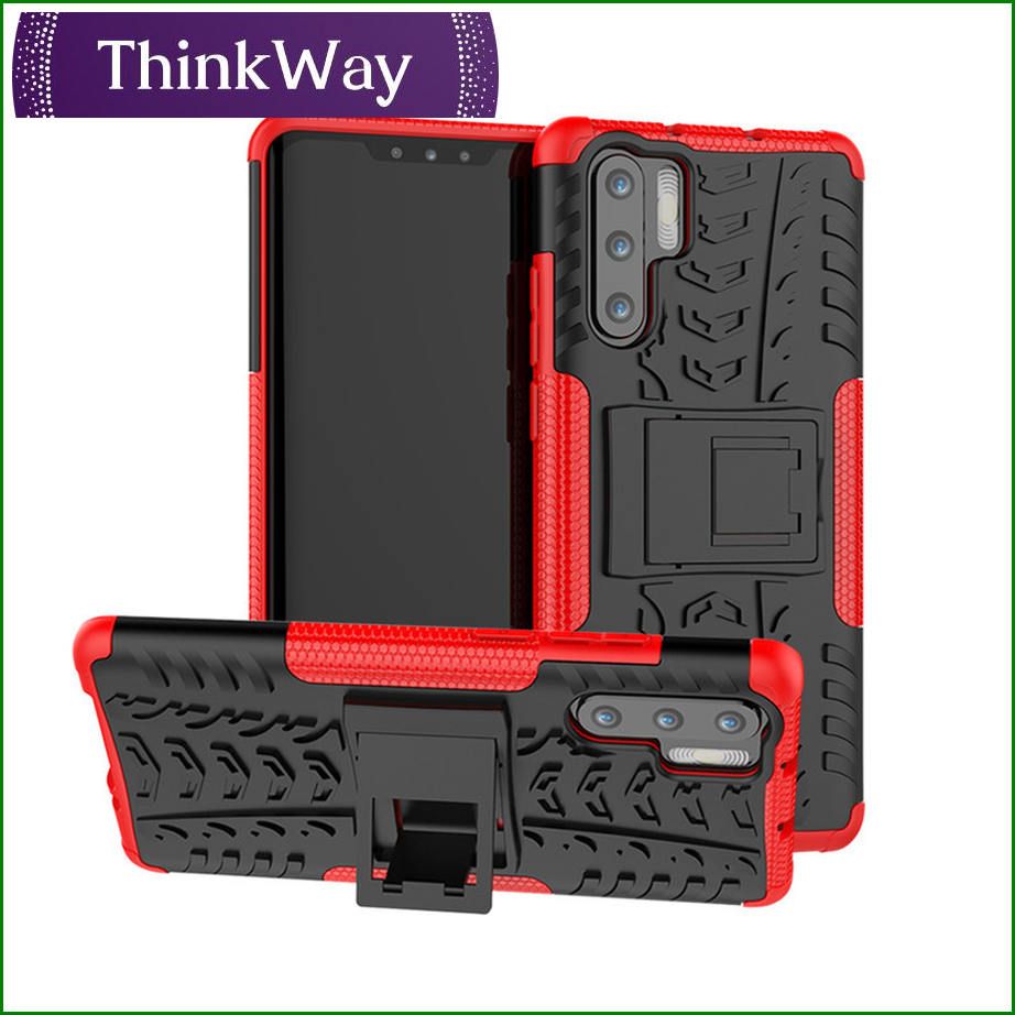 Tire pattern anti-slip shock-absorbing mobile phone case shock-proof heavy-duty combination hybrid sturdy and durable double-layer grip with bracket For Huawei Y7P/P40 Lite E & Huawei P40