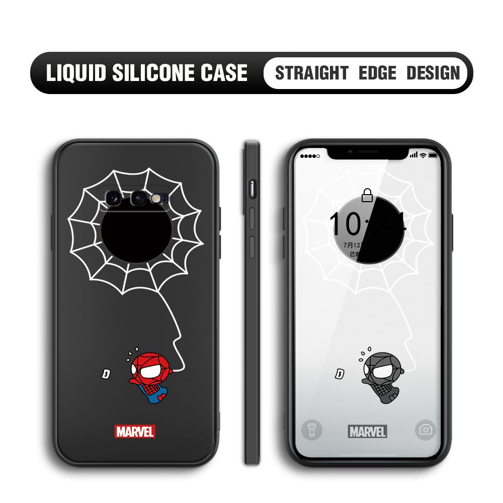 Jizetin for Samsung Galaxy S10E Back Cover Cute Spiderman For Boys Liquid Silicone Phone Case Soft Full Camera Protect Phone Cases