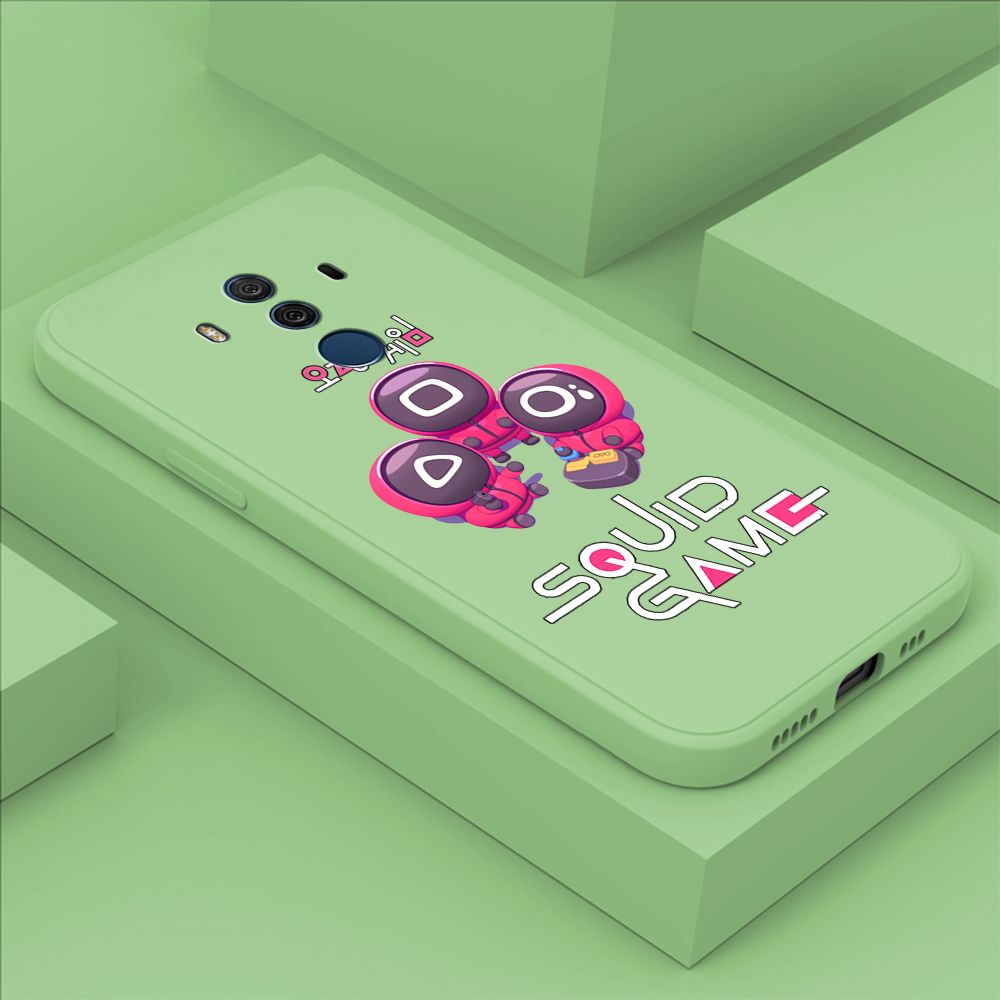 ZeroQiQi for Huawei Mate 10 Pro Case Cute Cartoon Cute Squid Character Phone Cover Square Liquid Silicone Shockproof Phone Protective Case