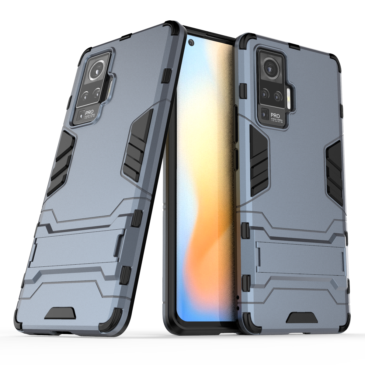 For Vivo X50 Pro Dual Layer Shockproof Anti-scratch TPU -PC Hybrid Heavy Duty Armor Protective Stand Case Cover