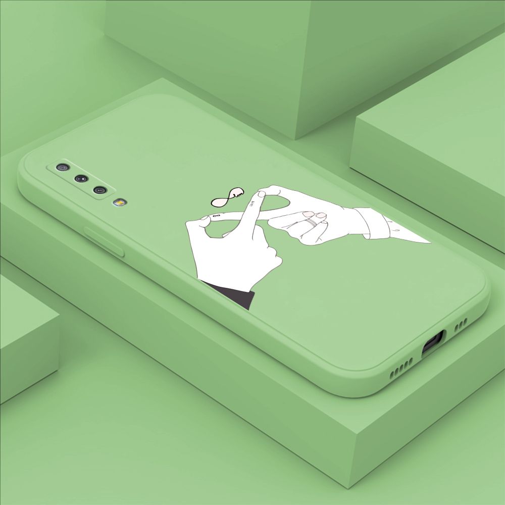ZeroQiQi for Samsung Galaxy A7 2018 Back Cover Mobius Ring Ultra Thin Soft Luxury Square Multicolor Liquid Silicone Phone Case
