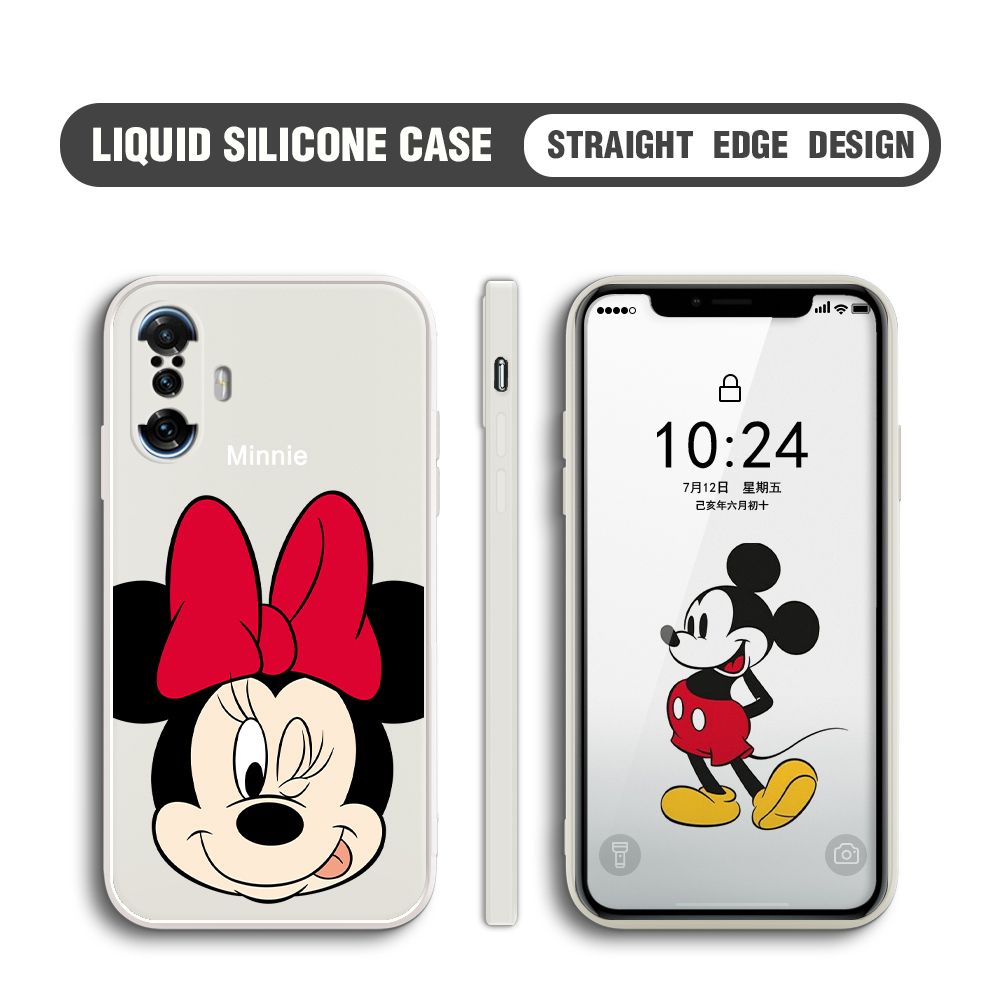 BILI for Xiaomi Redmi K40 Gaming / Xiaomi Poco F3 GT Back Cover Big Head Minnie Multicolor Liquid Silicone Phone Case Soft Square Lens Protection Phone Cases