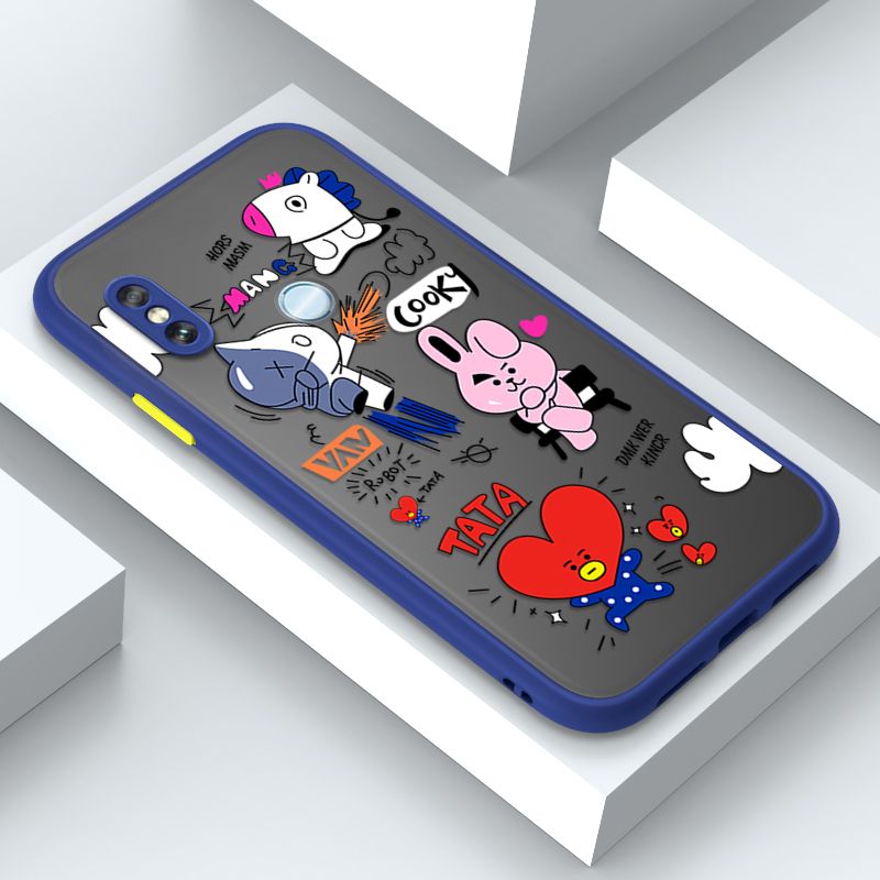 Jizetin for Redmi Note 5 Pro Cover BTS Animation Image Soft Edge Frosted Transparent Phone Case
