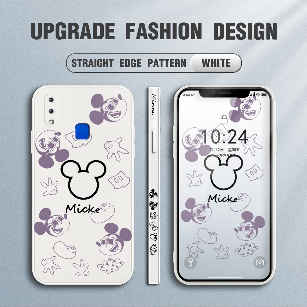 Jizetin for Vivo Y91 / Y95 Case Creative Printing Pattern Side Design Phone Case Square Edge Pattern Liquid Silicone Cases Full Cover Camera Shockproof Protective Case