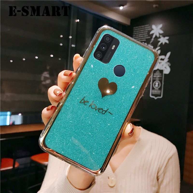 For OPPO A53 case Fashion Couple Back Cover Bling Gold Glitter Be Loved Soft Silicone Protector Cover OPPO A53 Back Cover