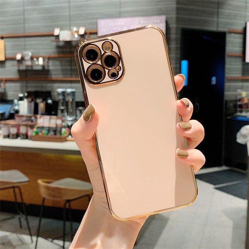 For iphone 12 pro Luxury Gold Plated Electroplated fashion Case Silicone Lens Protection mobile back cover