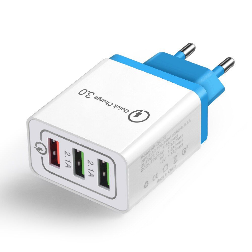 18W USB Quick Charge 3.0 5V 3A For iPhone X XS MAX XR 7 8 EU Plug Phone Fast Charger Charging For Samsug S8 S9 Huawei Cargador
