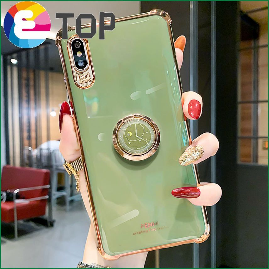 Apple x mobile phone shell clock ring bracket suitable for iphonex silicone all-inclusive soft shell xsmax electroplating xr female