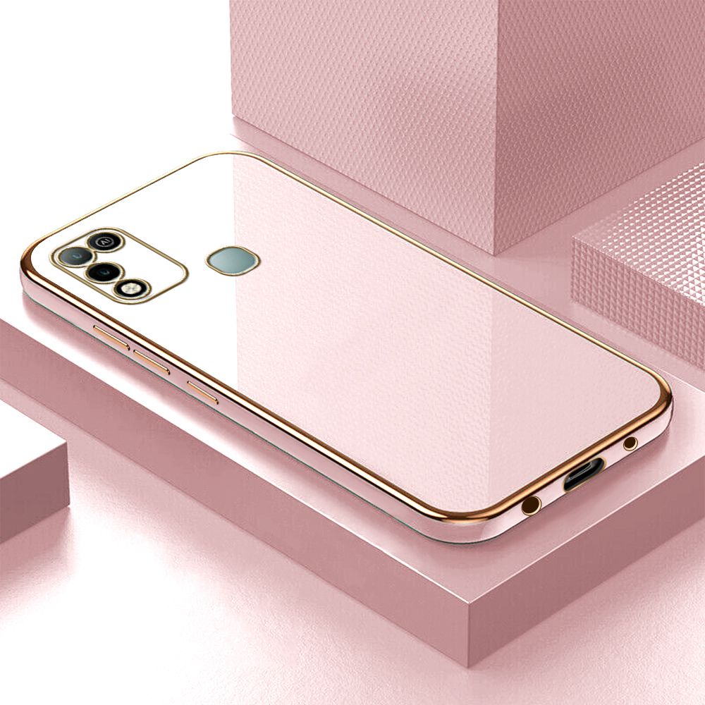 ZeroQiQi for Infinix Hot 10 Play/Hot 11 Play Back Cover Luxury 6D Plating Case Side Pattern Soft Silicone Square Phone Cases + Free Lanyard