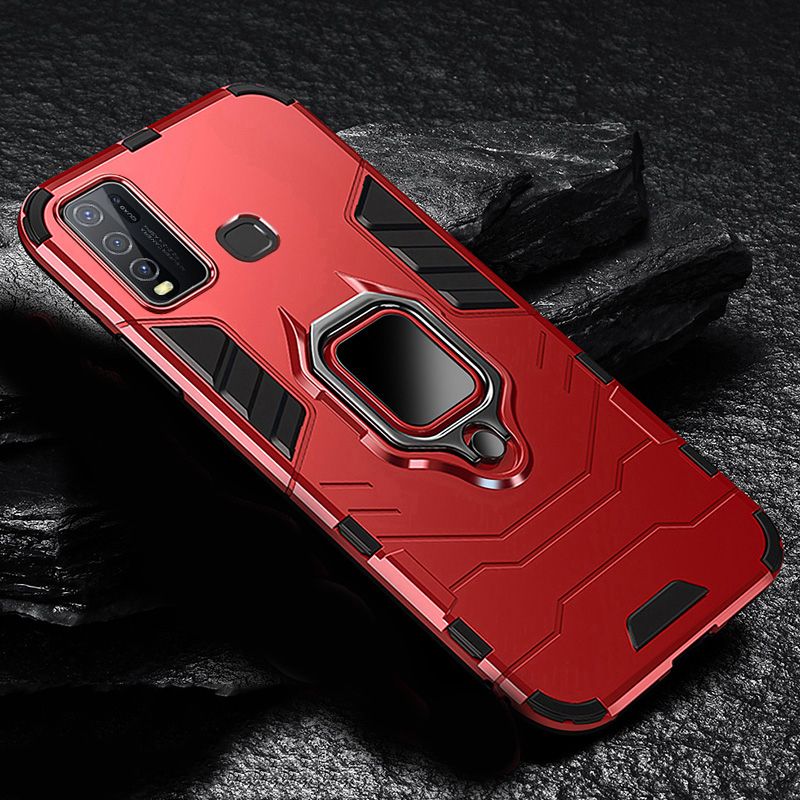 icasecover for VIVO Y30/Y50 Hard Case Hybrid Shockproof Car Magnetic Ring Buckle Stand Back Cover