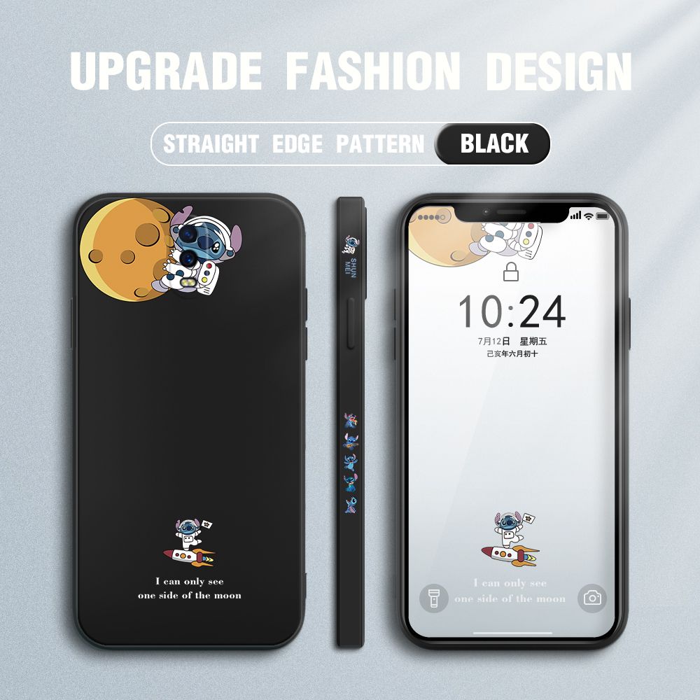 Jizetin for OPPO R17 Case Side Design Phone Cover  Astronaut Stitch Cover Square Edge Pattern Liquid Silicone Trend Case