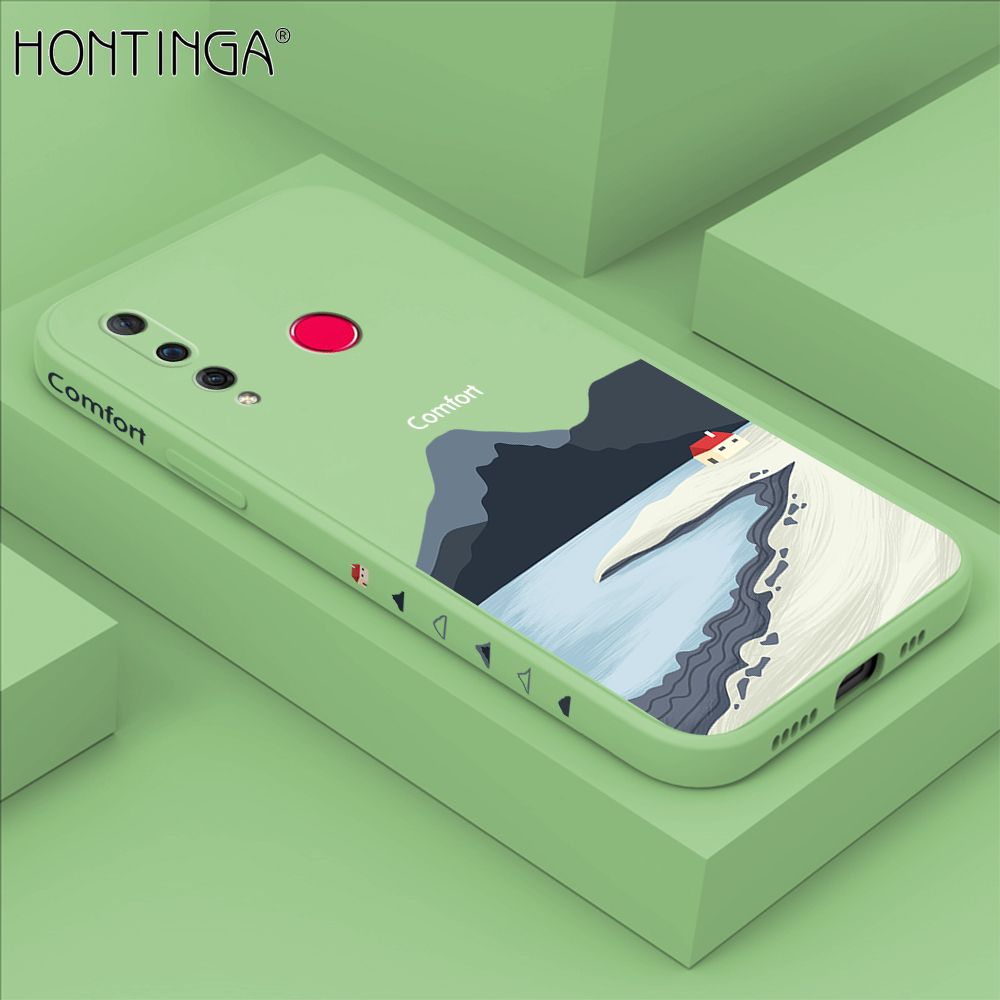 Hontinga for Huawei Nova 4 Case Side Design New Mount Back Cover Soft Square Edge Pattern Liquid Silicone Trend Phone Cases