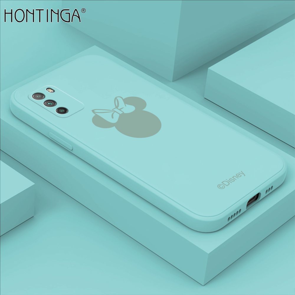 Hontinga for Xiaomi Poco M3 Case Cartoon Mouse Phone Case Soft Square Edge Silicone Cases Full Lens Cover Shockproof Protection Cover