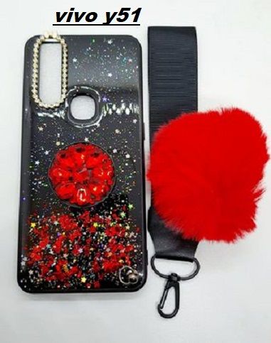 Vivo y51 Ladies cover + Pop Up Socket + Pom Pom Back Cover