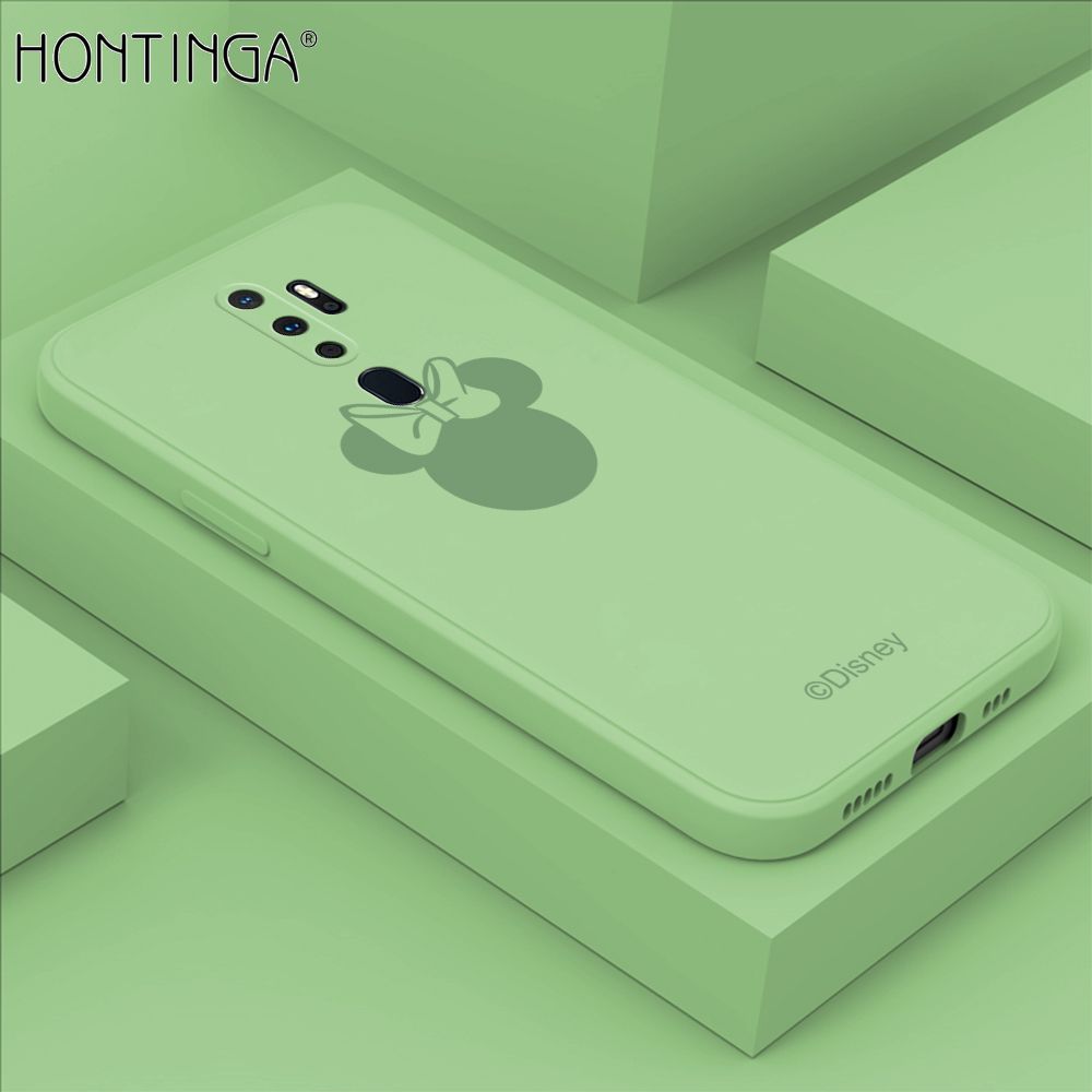 Hontinga for OPPO A5 2020 / A9 2020 Case Cartoon Mouse Phone Case Soft Square Edge Silicone Cases Full Lens Cover Shockproof Protection Cover