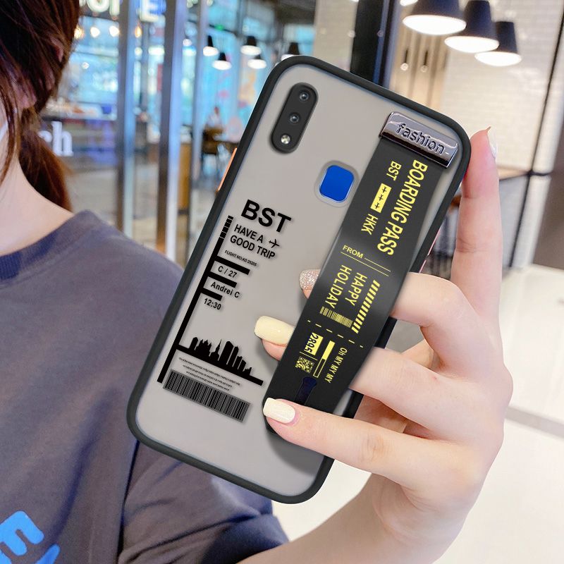UCUC for Vivo Y91 Wrist Strap Case Creative Printing City Landscape Wristband Printing Cover Shockproof Frosted Phone Case