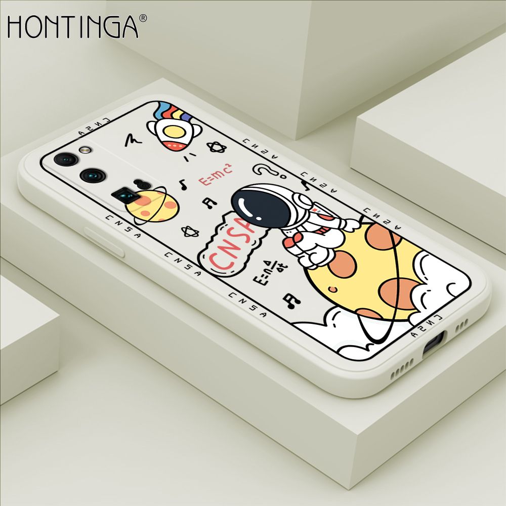 Hontinga for Honor 30 Pro Case Cartoon Astronauts Phone Case Phone Case Soft Square Edge Silicone Cases Full Lens Cover Shockproof Protection Cover