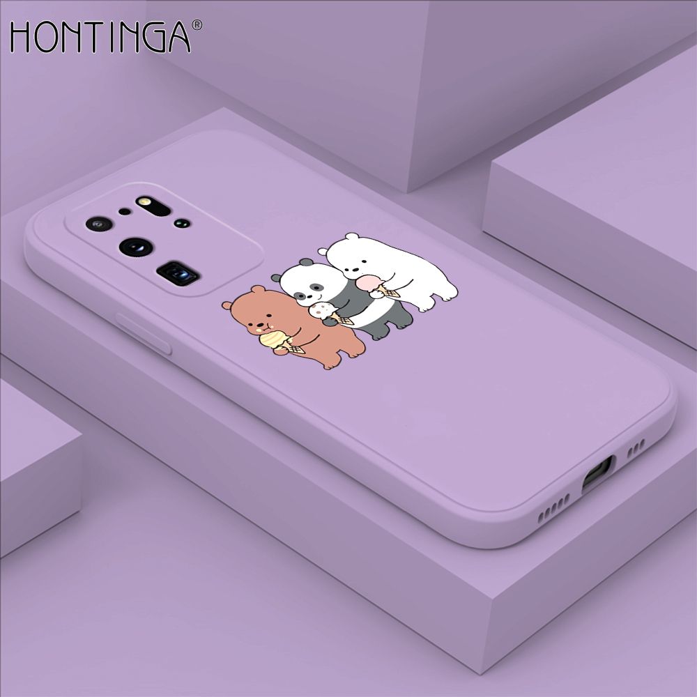 Hontinga for Samsung Galaxy S20 Ultra Case Cute Cartoon Bear  Phone Case Soft Square Edge Silicone Cases Full Lens Cover Shockproof Protection Cover