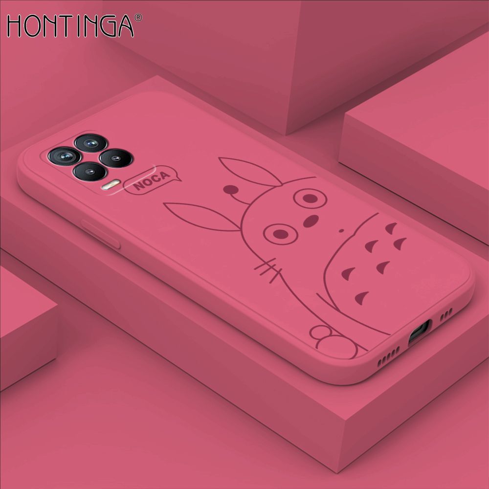 Hontinga for Realme 8 / 8 Pro Case Cartoon Cute Totoro Pattern Back Cover Soft Square Edge Liquid Silicone Phone Cases