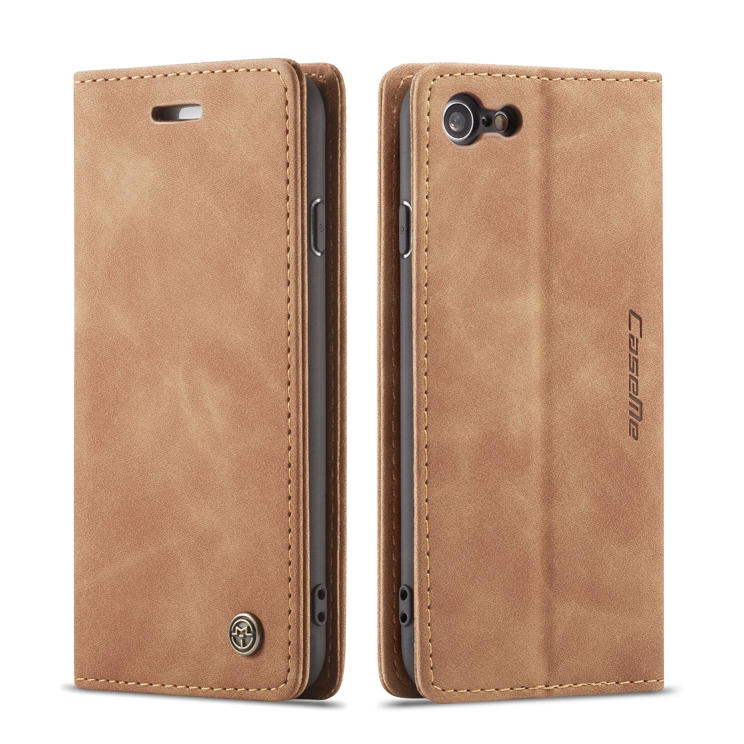 For Apple iPhone SE 2020 Retro PU Leather TPU Inner Wallet Case Card Slots Magnetic Closure Flip Stand Casing Cover