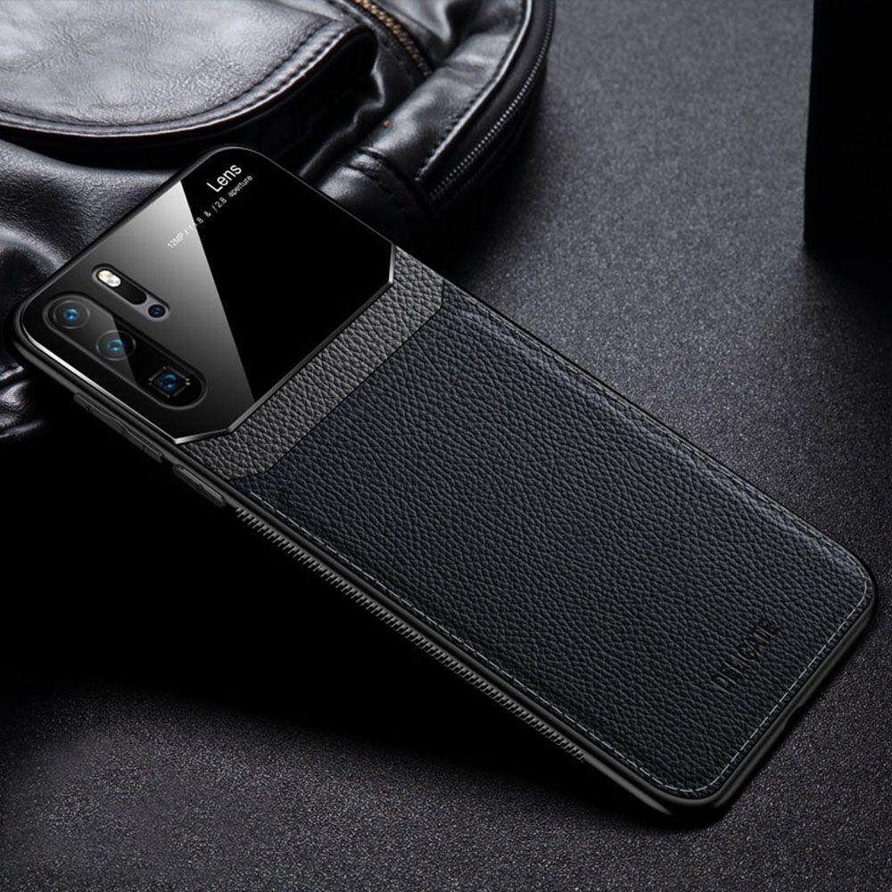 For Huawei P30 Pro Business Slim Hybrid Leather TPU Bumper Glass Lens Protective Case Cover