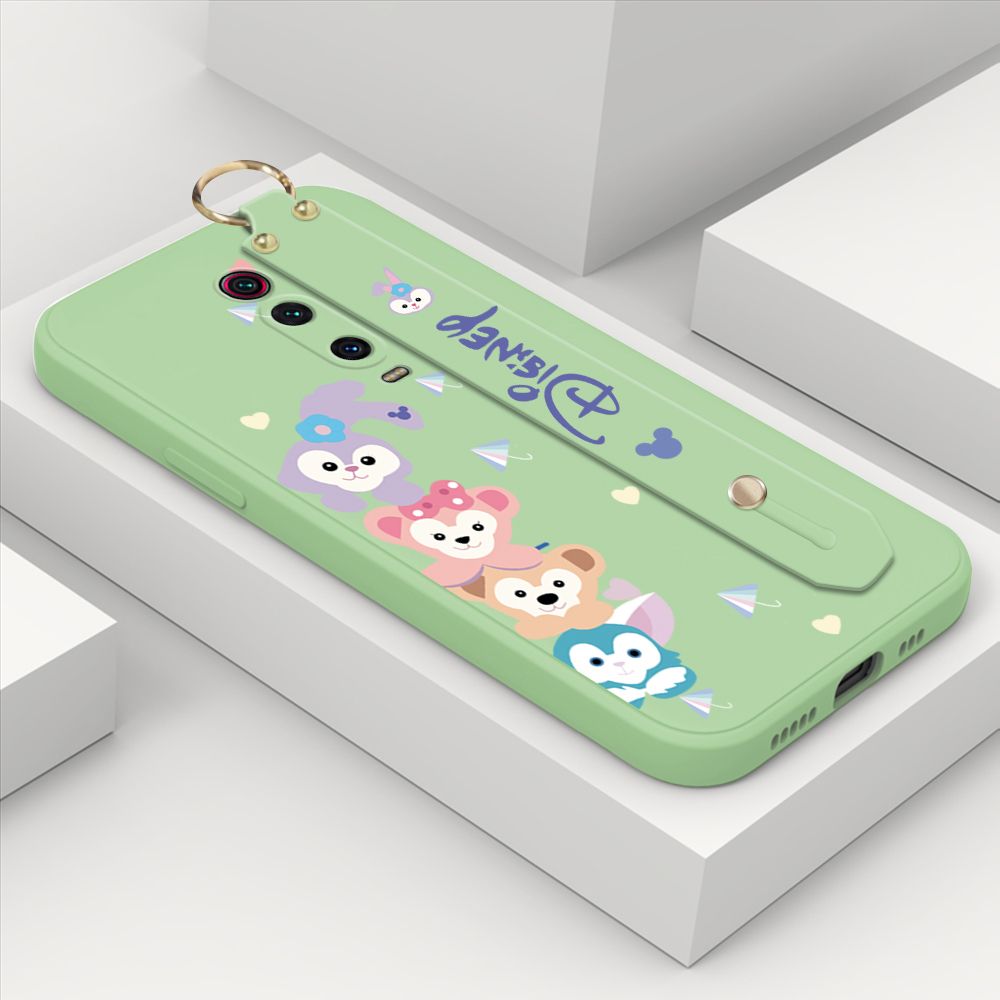 ZeroQiQi for Xiaomi Redmi K20 Wrist Strap Case INS Cute Style Creative Cartoon Rabbit and Fox Cover Thin Square Edge Liquid Silicone Phone Case