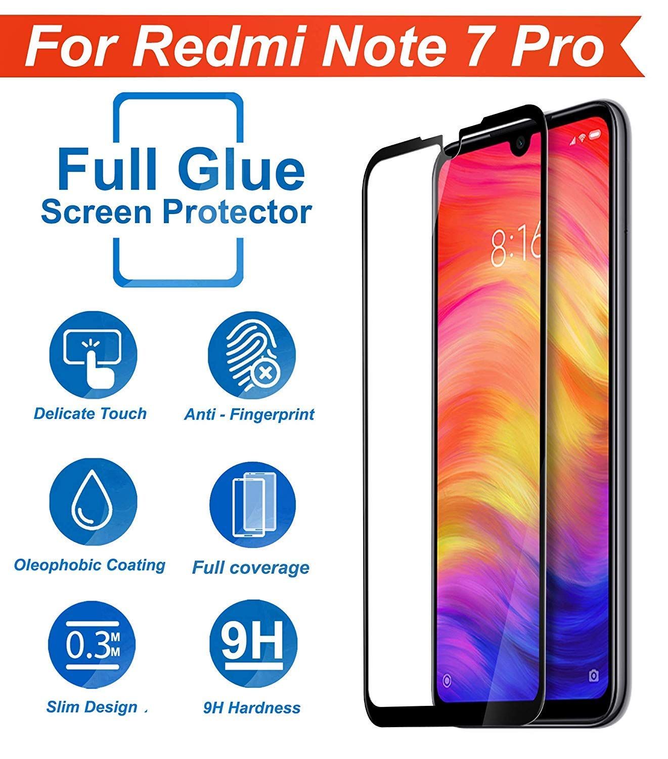 For Xiaomi Redmi Note 7 Pro Tempered Glass Screen Protector 6D/11D/13D/21D - Transparent