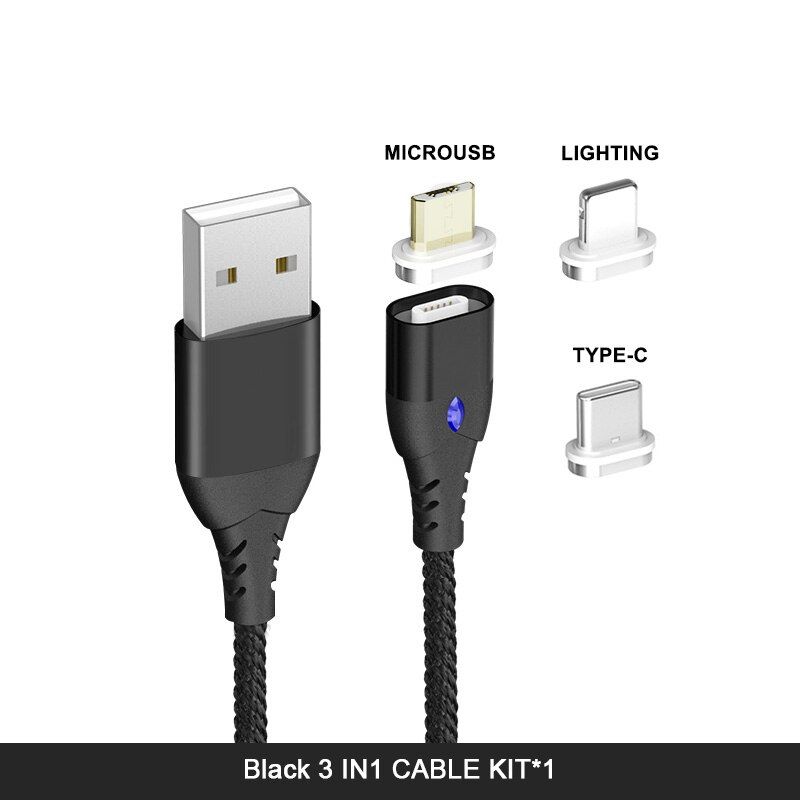 SUNPHG 3 In Fast Charging Magnetic Usb Cable Fast Data Sync Micro Type C Plugs For IPhone 11/12 Pro Max Mobile Phone Cables