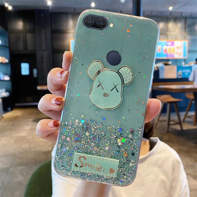 Phone case OPPO A5S Shiny Ring Case Glitter Soft Transparent Gloomy Bear Cases For OPPO A5S Back Cover Stars Moon Girls