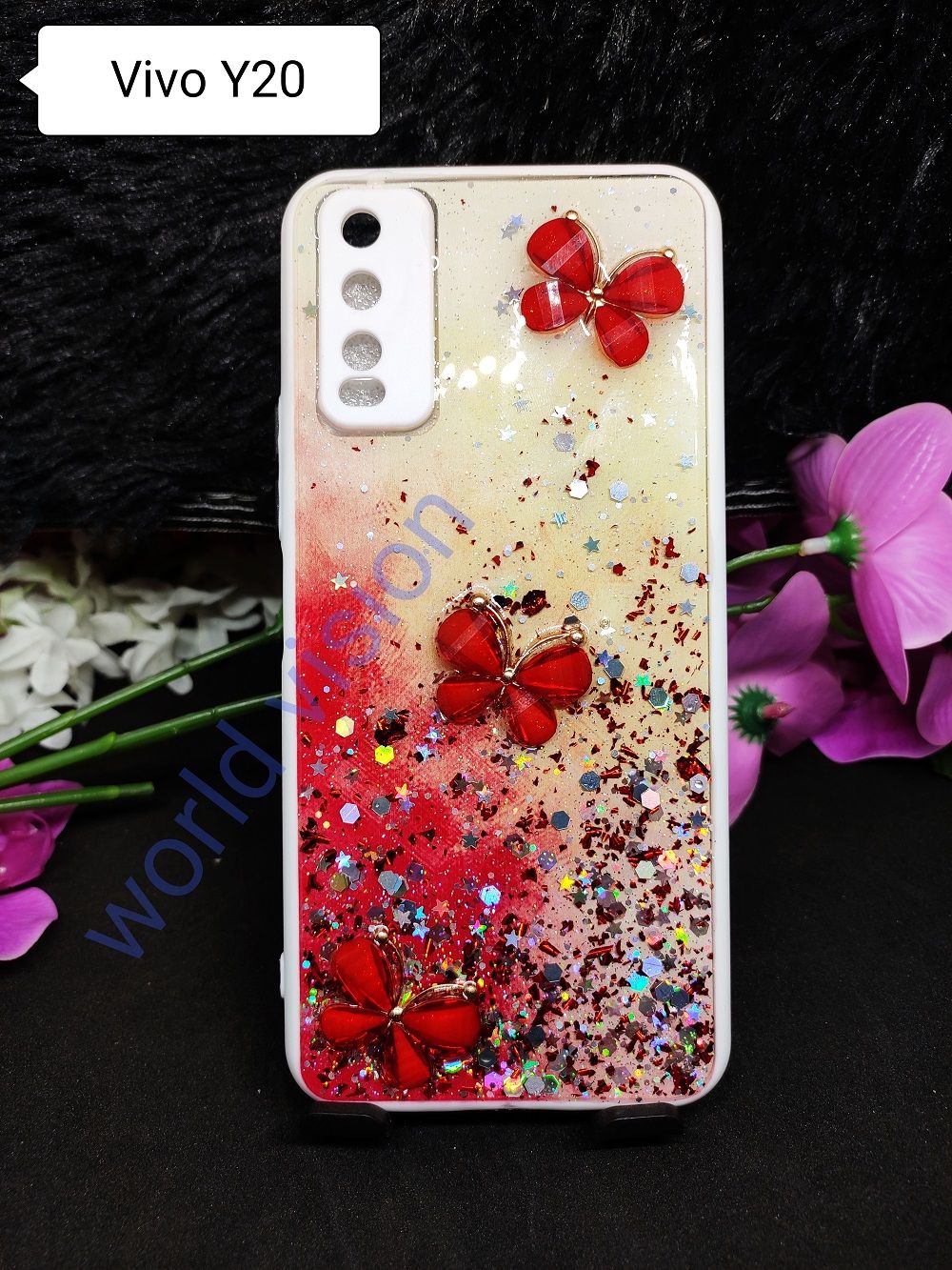 For Vivo Y20 / Vivo Y20I / Vivo Y20 G / Vivo Y20S / Vivo Y12S / Vivo Y12A Flexible Pc Butterfly Fashionable Ladies Back Cover With Camera Protection - Camera