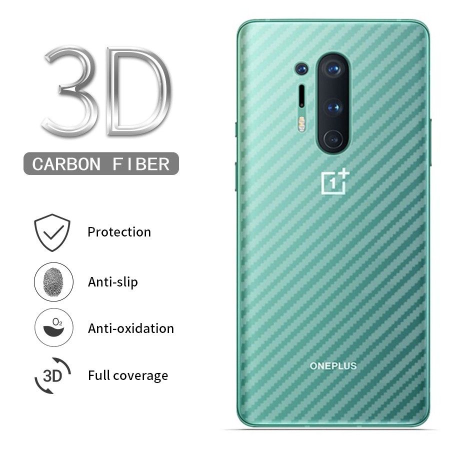OnePlus 8 Pro Transparent 3D Carbon Fiber Back Skin Rear Screen Guard Protector Sticker