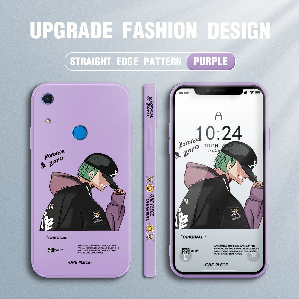 Jizetin for Huawei Y6S Case Anime One Piece Roronoa Zoro Side Design Phone Case Ultra Soft Edge Pattern Liquid Silicone Phone Cases
