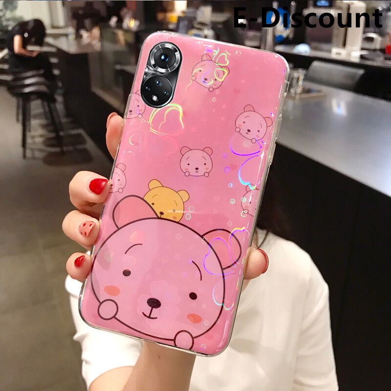For Huawei Nova 9 Case Cute Cartoon Bear Cases Soft Silicone Colorful Cherry Blossoms for Huawei Nova9 Back Cover