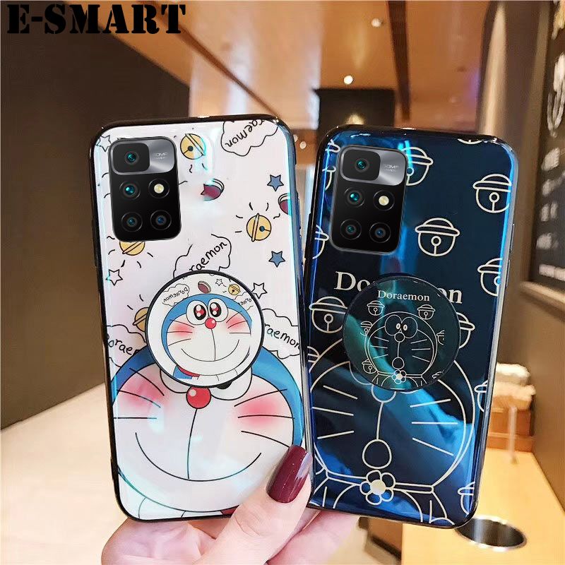 Phone Case Xiaomi 11i HyperCharge Back Cover Cute 3D Cartoon Blue Light Happy Doraemon Soft Couple Cases Stand Holder for Xiaomi 11i HyperCharge Case
