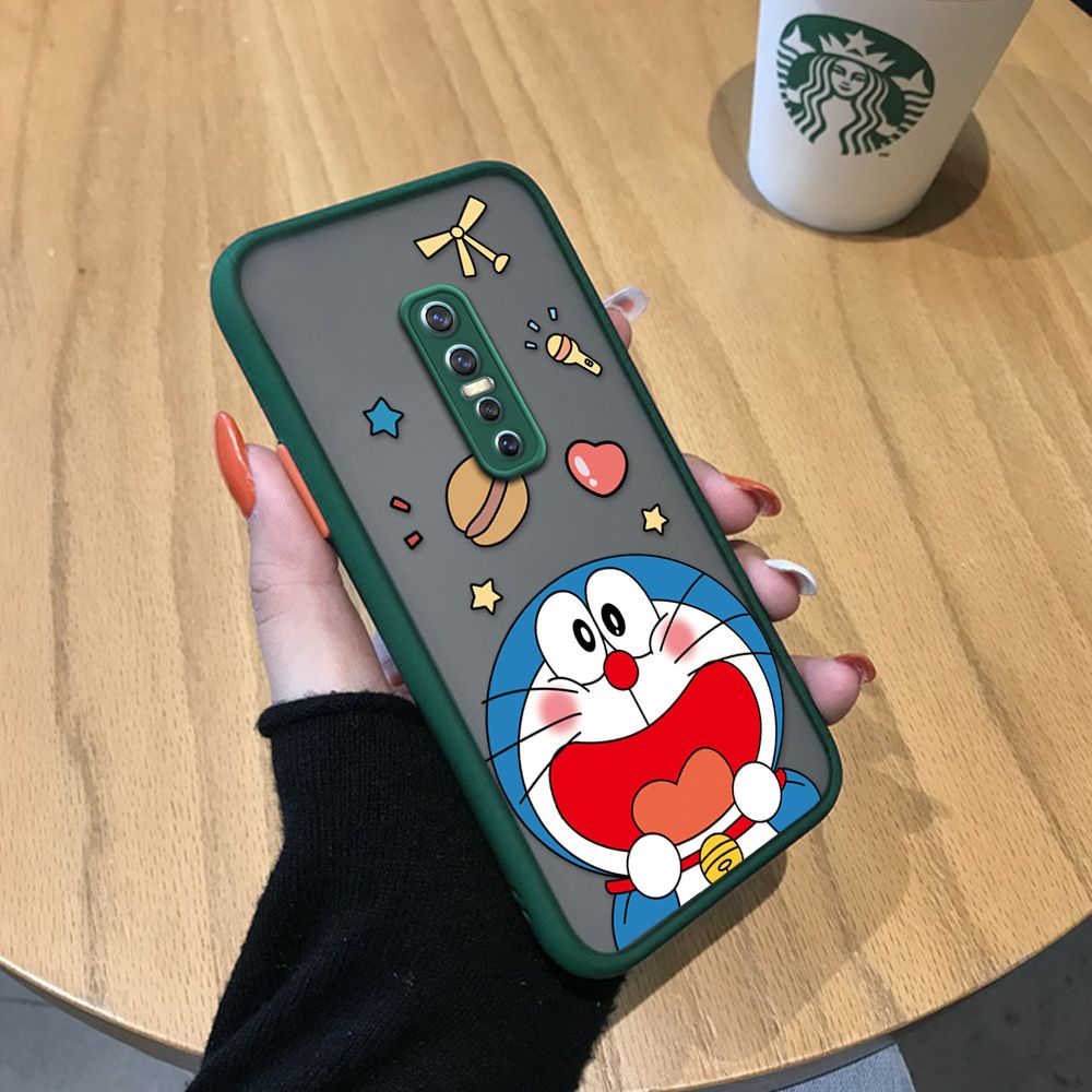 UCUC for Vivo V17 Pro Back Cover Laugh Doraemon Frosted Transparent Hard Phone Case Thin Shockproof Full Cover Camera Protect Case