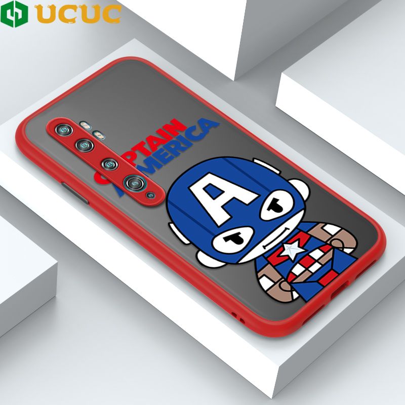 UCUC for Xiaomi Note 10 Pro Case Creative Cartoon Superman Warrior Frosted Transparent Hard Cover Shockproof Soft Edge Full Cover Camera Protect Case