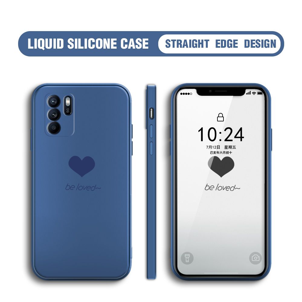Jizetin for OPPO Reno6 Z 5G Back Cover Little Love Multicolor Liquid Silicone Phone Case Soft Square Lens Protection Phone Cases