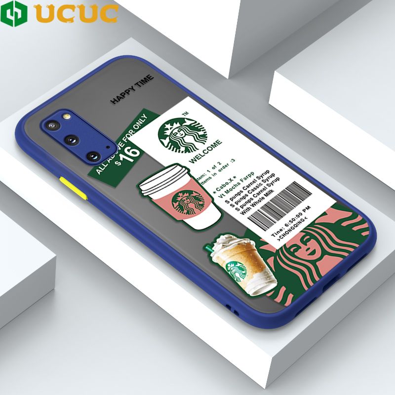 UCUC for Samsung Galaxy S20 Back Cover Fashion Sticker Frosted Transparent Hard Phone Case Thin Shockproof Full Cover Camera Protect Case