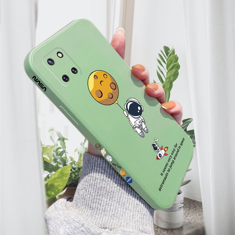 AMORVOR for Samsung Galaxy Note10 Lite Back Cover Cartoon Astronautn Side design Soft Case Liquid Silicone Phone Cases