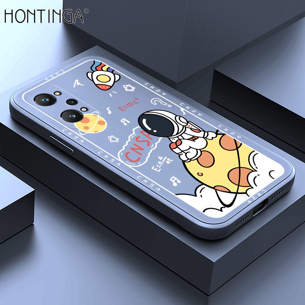 Hontinga for Realme GT Neo2 Case Cartoon Astronauts Phone Case Phone Case Soft Square Edge Silicone Cases Full Lens Cover Shockproof Protection Cover