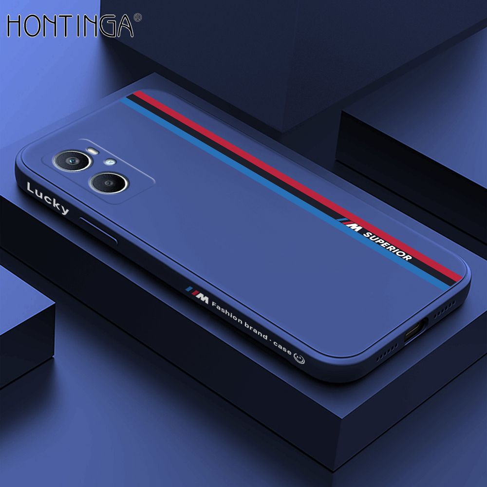 Hontinga for OPPO A96 4G Back Cover Fashion Racing Design Side Design Case Square Edge Liquid Silicone Phone Case