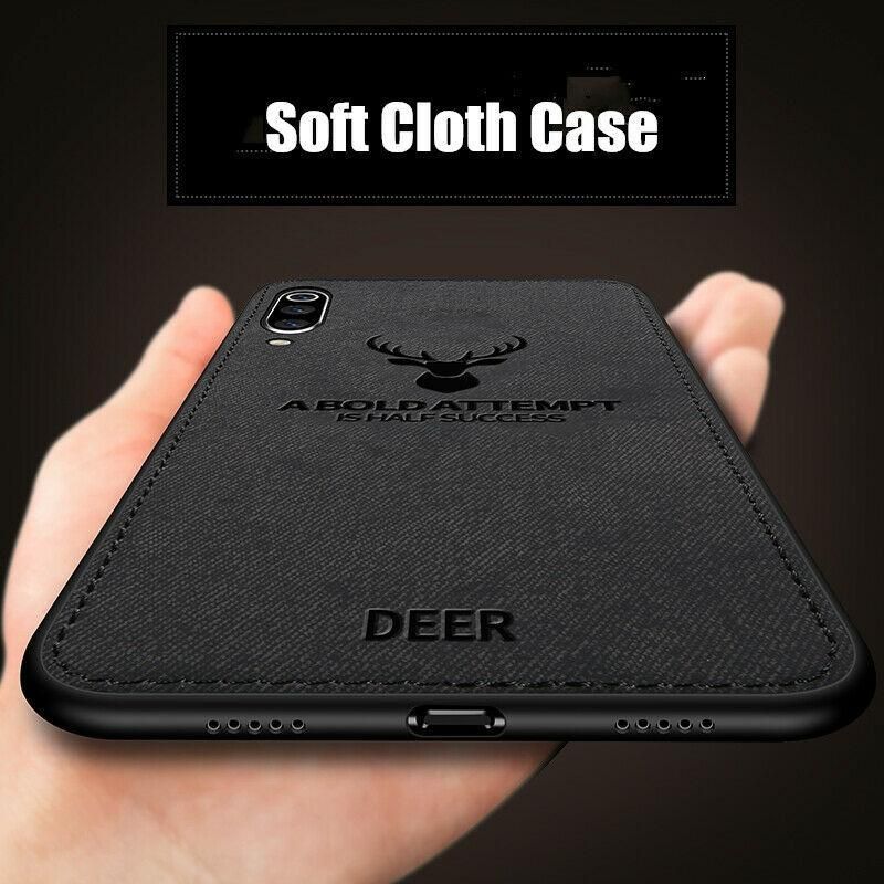 Samsung Galaxy A50 Deer Case Luxury Soft Fabric+PU Leather Hybrid Case Cover